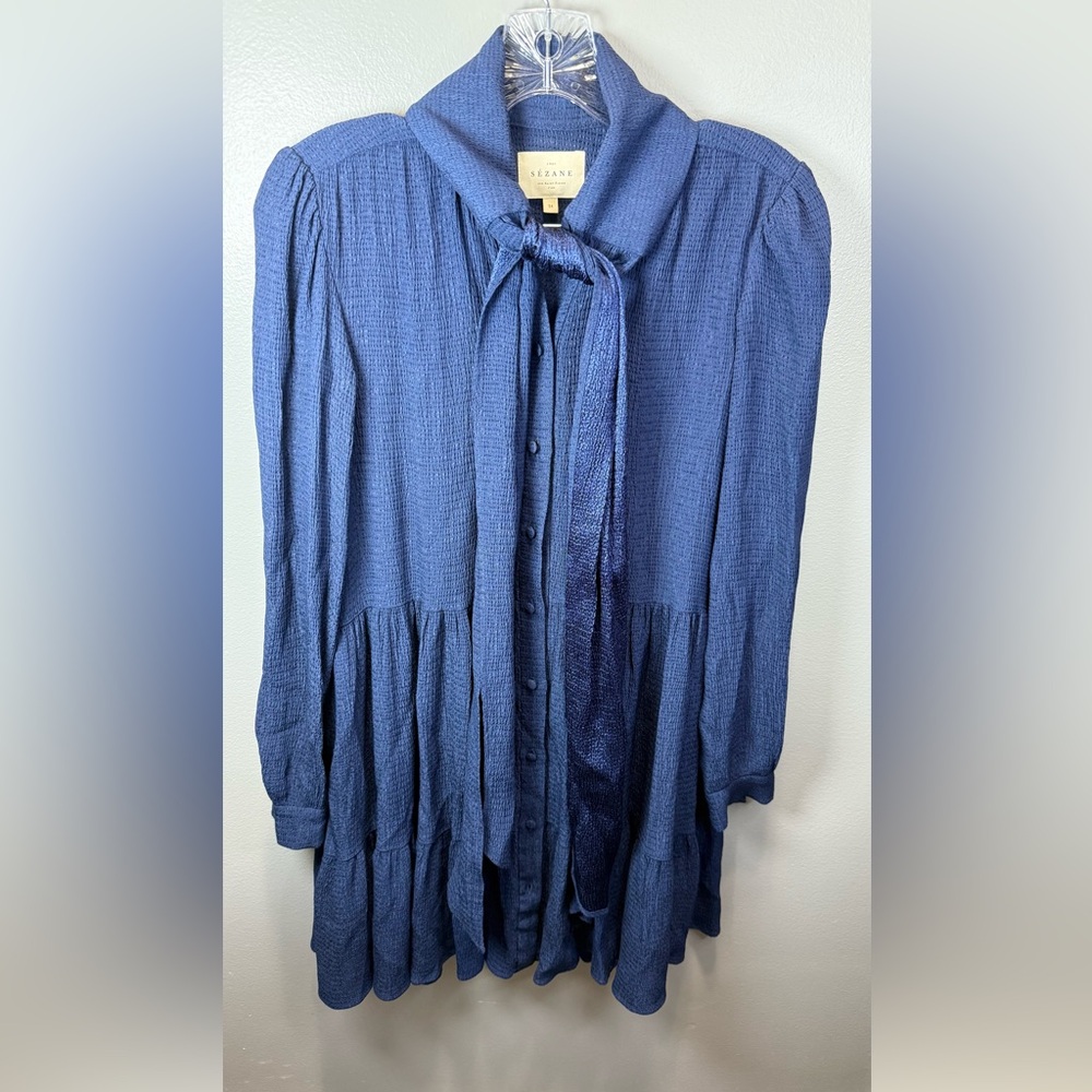 Sezane Women’s Navy Blue Long Sleeve‎ Selena Dress Size 34/XS